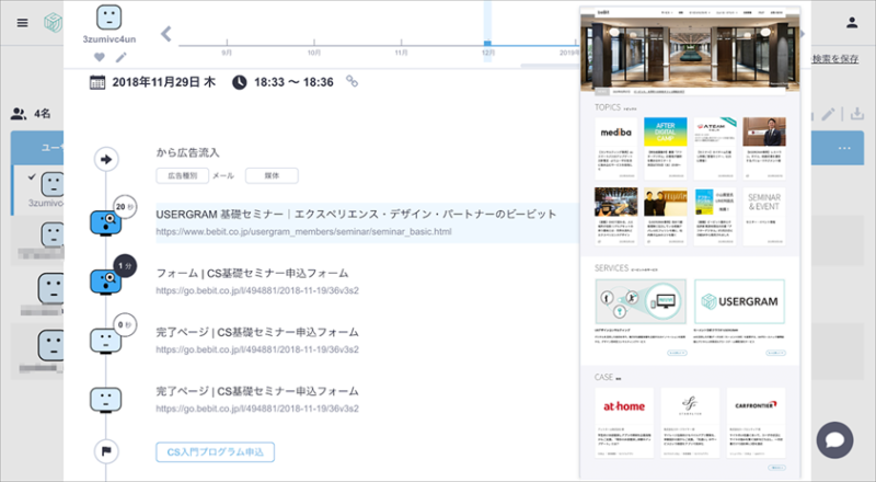 USERGRAMの利用画面