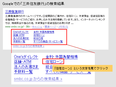 Googleでの「三井住友銀行」の検索結果