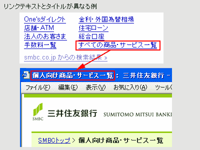 リンクとタイトルが異なる例