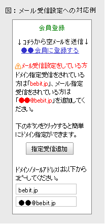 メール受信設定への対応例