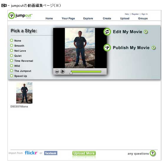 図3 jumpcutの動画編集ページ（※）