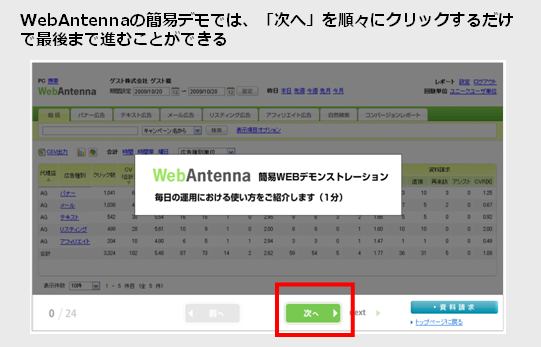 WebAntenna簡易デモ画面例